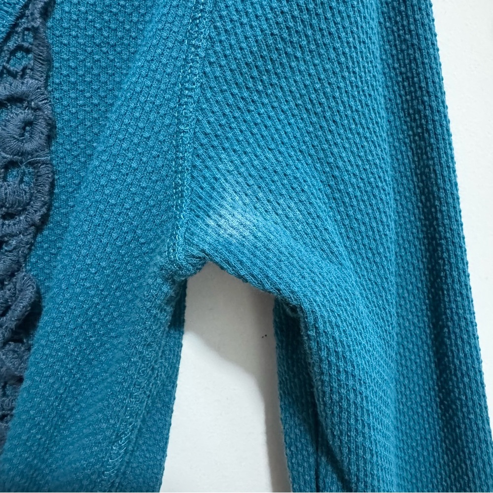 Free People Y2K Thermal Waffle Knit Lace Babydoll Top - Picture 11 of 11